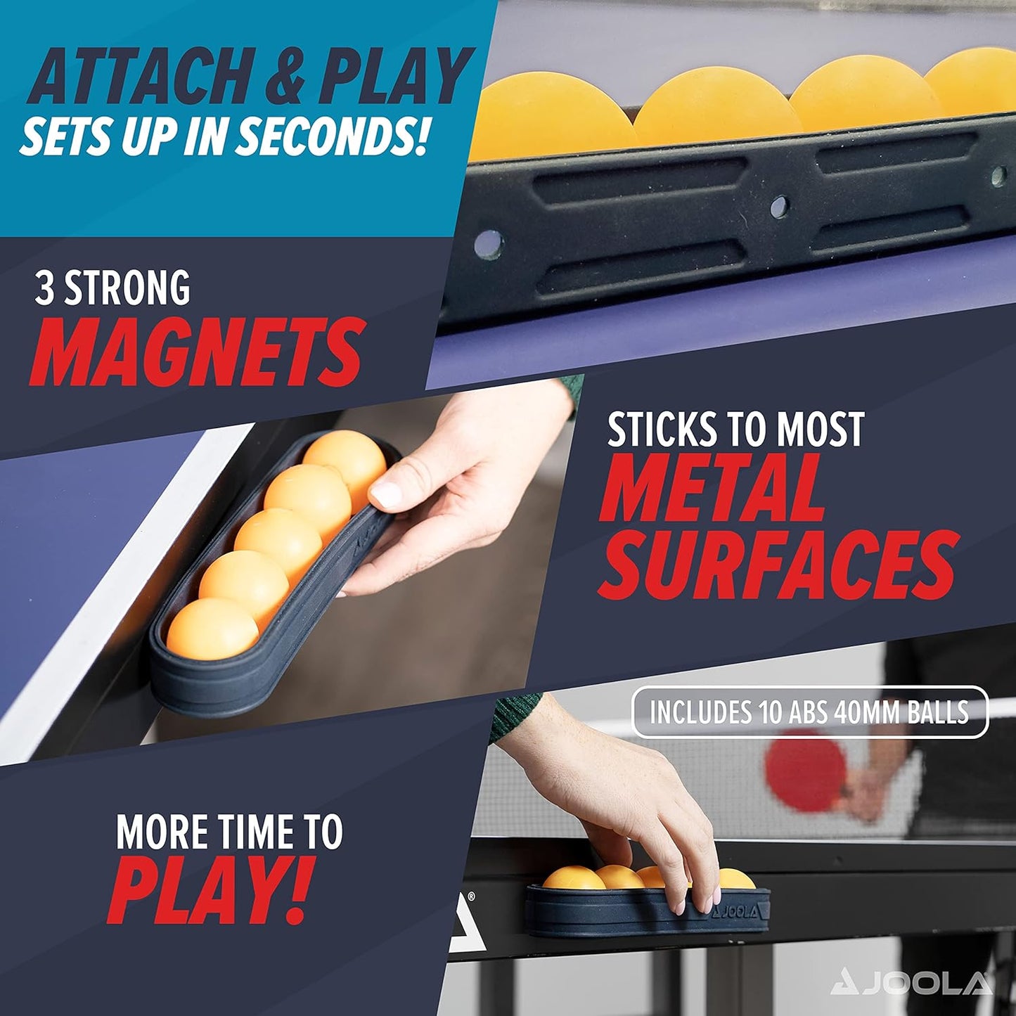 Ping Pong Balls - Training 3 Star Table Tennis Balls - 40+Mm Regulation Bulk Ping Pong Balls – 12 Pack Colored Ping Pong Balls, Available with Magnetic Ball Holder, Attaches to Ping Pong Table