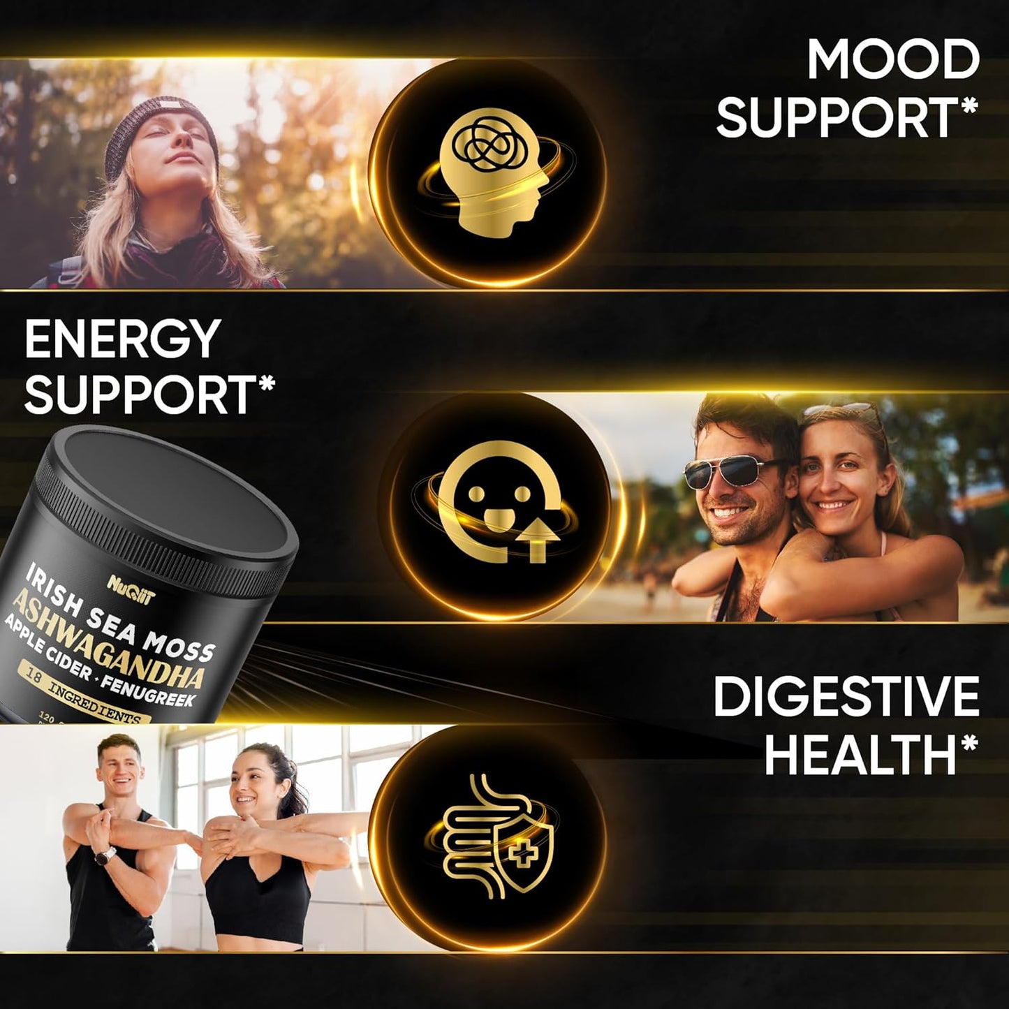 Organic Ashwagandha Capsules 15000Mg Irish Sea Moss 3000Mg Apple Cider Vinegar 3000Mg & More - 120 Vegan Capsules