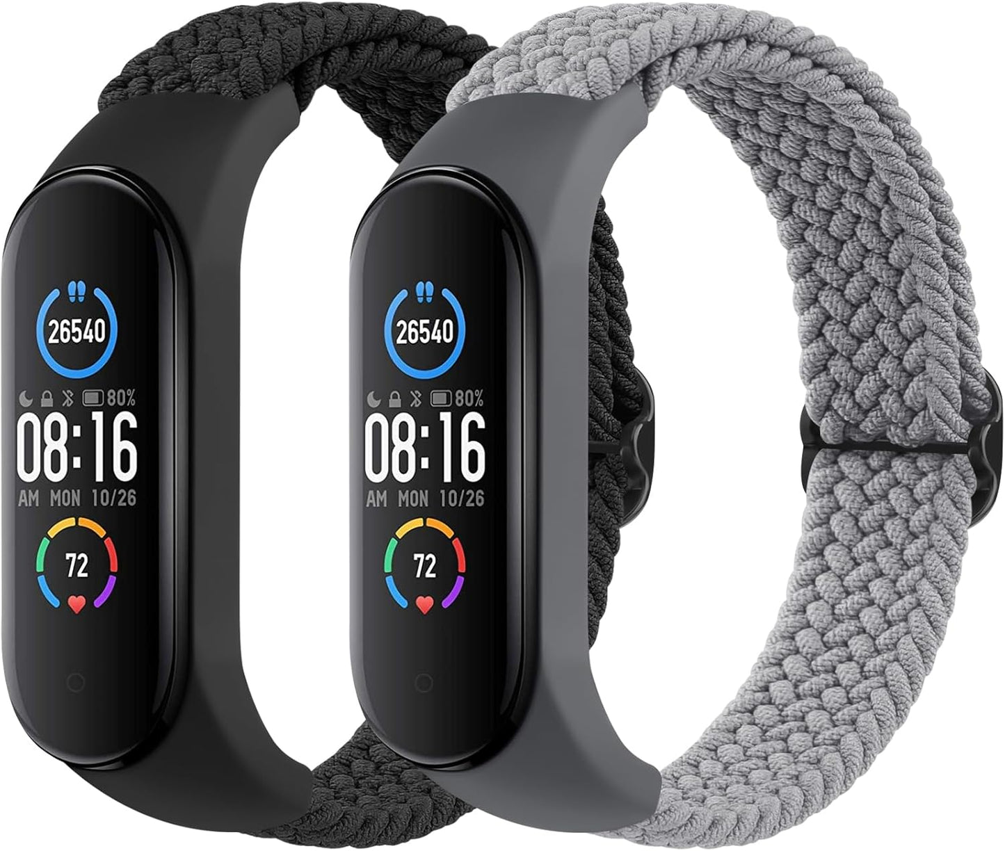 2 Pack Nylon Bands for Xiaomi Mi Band 7/6/5/4/3 Bands, Soft Braided Nylon Solo Sport Replacement Straps for Xiaomi Mi Band 7/6/5/4/3 Fitness Tracker