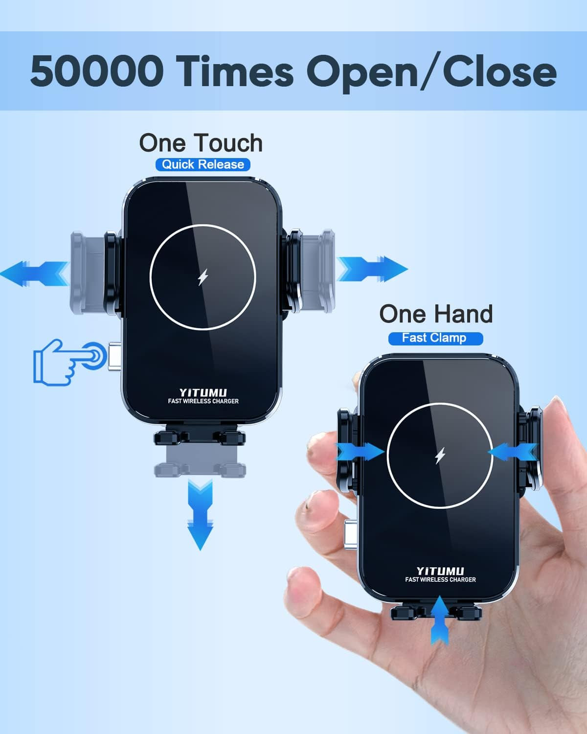 Wireless Car Charger, 15W Qi Fast Charging Car Phone Holder Wireless Charging, Windshield Dashboard Phone Mount Holder Compatible with Iphone 14/13/12/11 Pro Max, Xs, Samsung Galaxy, Etc.