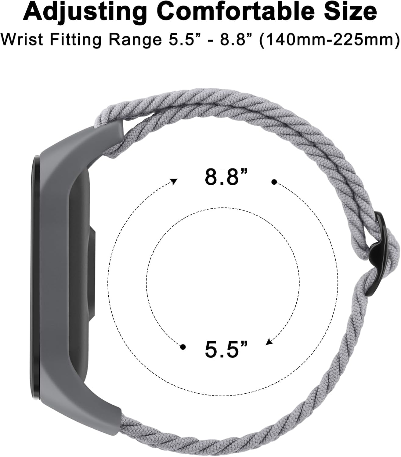 2 Pack Nylon Bands for Xiaomi Mi Band 7/6/5/4/3 Bands, Soft Braided Nylon Solo Sport Replacement Straps for Xiaomi Mi Band 7/6/5/4/3 Fitness Tracker