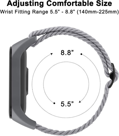 2 Pack Nylon Bands for Xiaomi Mi Band 7/6/5/4/3 Bands, Soft Braided Nylon Solo Sport Replacement Straps for Xiaomi Mi Band 7/6/5/4/3 Fitness Tracker