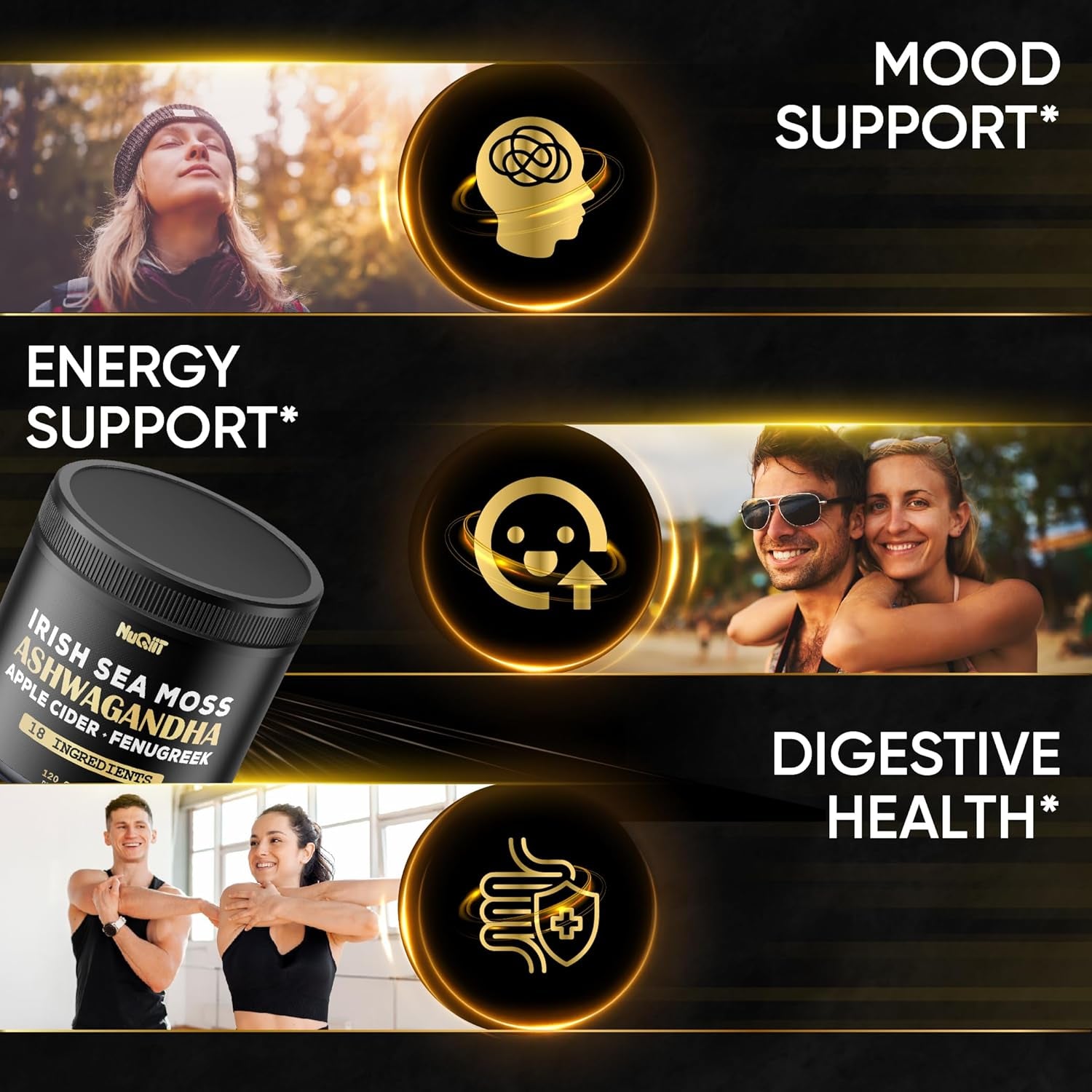 Organic Ashwagandha Capsules 15000Mg Irish Sea Moss 3000Mg Apple Cider Vinegar 3000Mg & More - 120 Vegan Capsules