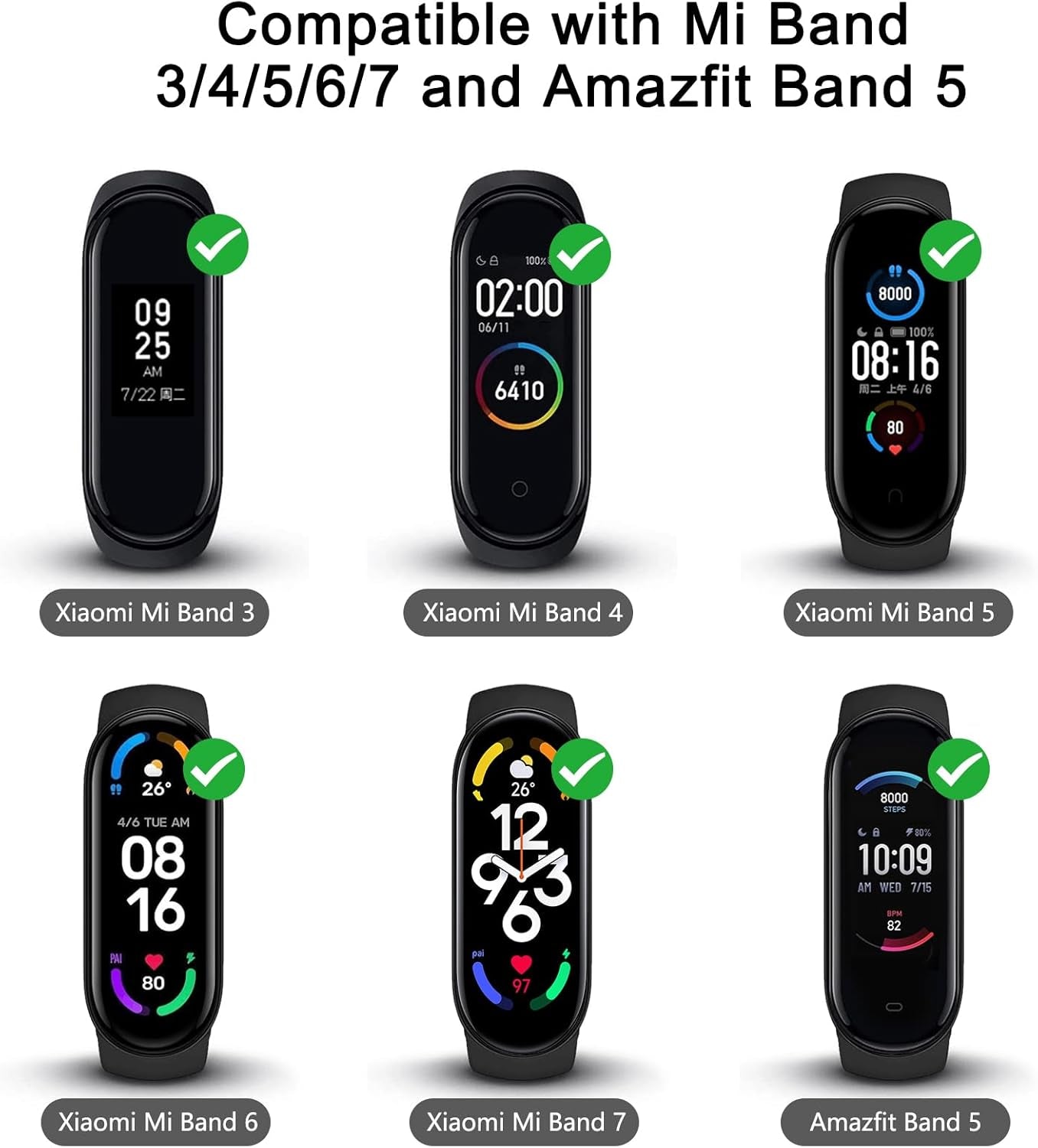 2 Pack Nylon Bands for Xiaomi Mi Band 7/6/5/4/3 Bands, Soft Braided Nylon Solo Sport Replacement Straps for Xiaomi Mi Band 7/6/5/4/3 Fitness Tracker