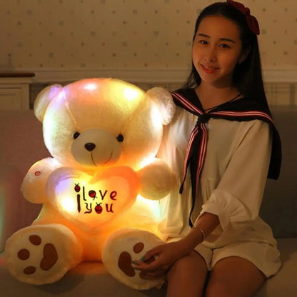 50Cm Luminous Creative Light up LED Teddy Bear Stuffed Animals Plush Toy Colorful Glowing Teddy Bear Christmas Gift for Kid