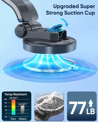 Wireless Car Charger, 15W Qi Fast Charging Car Phone Holder Wireless Charging, Windshield Dashboard Phone Mount Holder Compatible with Iphone 14/13/12/11 Pro Max, Xs, Samsung Galaxy, Etc.