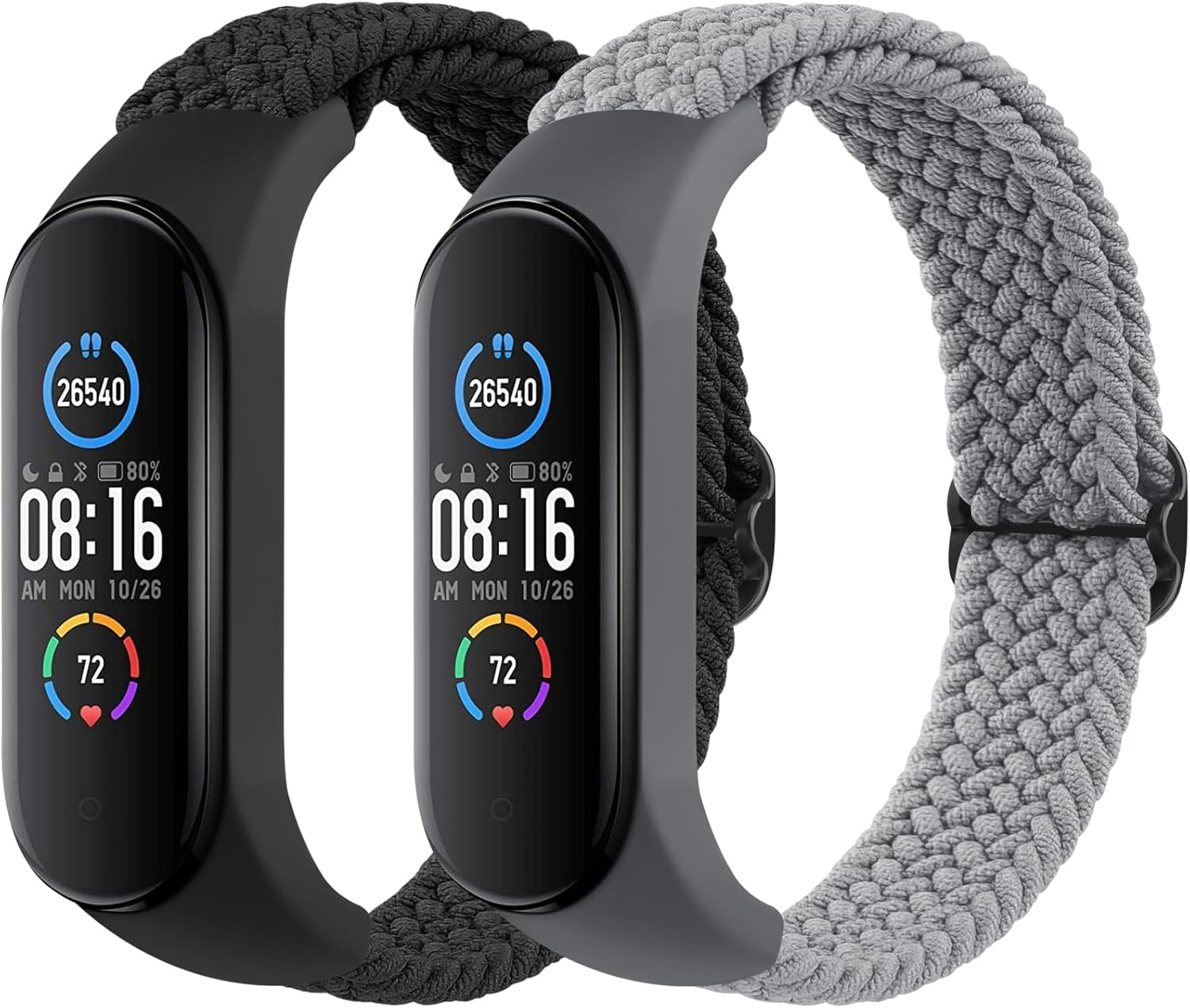 2 Pack Nylon Bands for Xiaomi Mi Band 7/6/5/4/3 Bands, Soft Braided Nylon Solo Sport Replacement Straps for Xiaomi Mi Band 7/6/5/4/3 Fitness Tracker