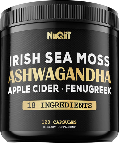 Organic Ashwagandha Capsules 15000Mg Irish Sea Moss 3000Mg Apple Cider Vinegar 3000Mg & More - 120 Vegan Capsules