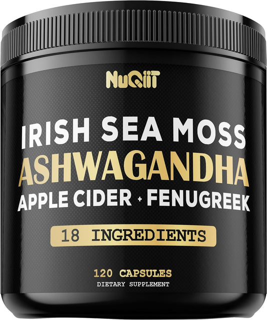 Organic Ashwagandha Capsules 15000Mg Irish Sea Moss 3000Mg Apple Cider Vinegar 3000Mg & More - 120 Vegan Capsules
